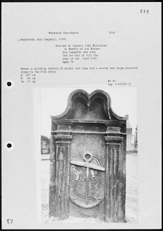 Photographs and research notes relating to graveyard monuments in Markinch Churchyard, Fife.  
