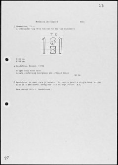 Photographs and research notes relating to graveyard monuments in Markinch Churchyard, Fife.  
