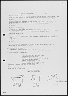 Photographs and research notes relating to graveyard monuments in Rosyth Churchyard, Fife.  
