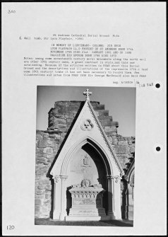 Photographs and research notes relating to graveyard monuments in St Andrews Cathedral Burial Ground, Fife.  
