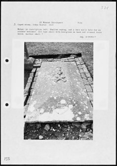 Photographs and research notes relating to graveyard monuments in St Monans Churchyard, Fife.  
