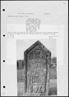 Photographs and research notes relating to graveyard monuments in Fowlis Wester Churchyard, Perthshire. 

