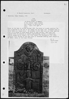 Photographs and research notes relating to graveyard monuments in St Marys Churchyard, Grandtully, Perthshire. 

