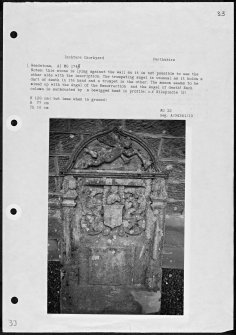 Photographs and research notes relating to graveyard monuments in Inchture Churchyard, Perthshire. 

