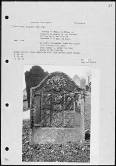 Photographs and research notes relating to graveyard monuments in Inchture Churchyard, Perthshire. 

