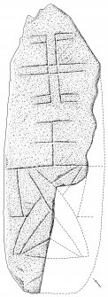 Scanned ink drawing of recumbent cross slab at Foss and Tummel Parish Church