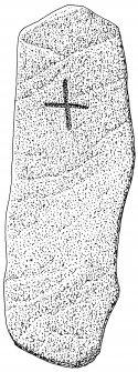 Scanned ink drawing of Kilmaveonaig recumbant cross slab