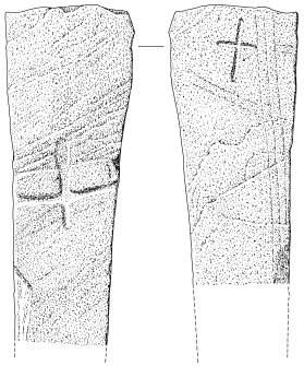 Scanned ink drawing of north and south faces of St Adamnan’s Cross (SC2107297 and SC2106422)