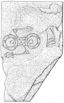 Scanned ink drawing of of Pictish symbol stone