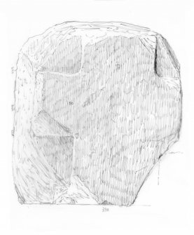 Scanned survey drawing of relief-carved cross fragment