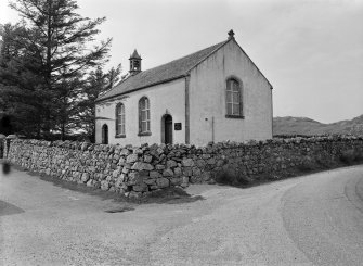 View from SE showing S and E fronts of Church of Scotland Church, Kinlochbervie.