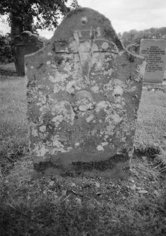 View of gravestone for Ned McCarandale 1779, Monzie churchyard.