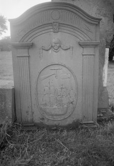 View of headstone commemorating William Kay, 1809, in the churchyard of Tayport Parish Church.