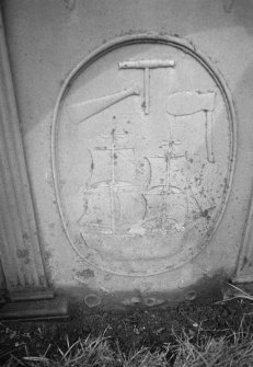 Detail of headstone commemorating William Kay, 1809, in the churchyard of Tayport Parish Church.