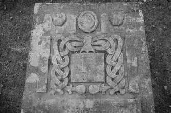 Detail of tablestone commemorating Christian Dick 1756 in the churchyard of Inverarity Church.