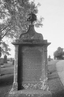 View of headstone commemorating George Gauld 1834 in the churchyard of Kirkton of Auchterhouse Parish Church.