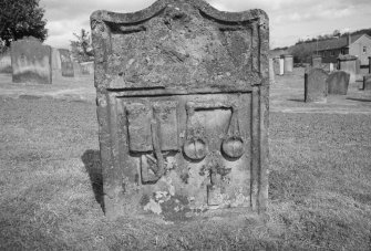 View of headstone commemorating William Wilson, 1780, in the churchyard of Earlston Parish Church.