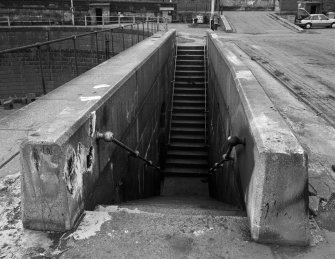 Glasgow, 18 Clydebrae Street, Govan Graving Docks.
General view of access stairs to no.2 graving dock, North-West end of the North-East side.