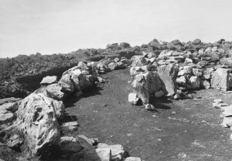 Outer wall on SE arc, showing revtted walls with core removed.
Calder excavations c1953