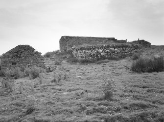 View of farmstead from NNE, showing horse-engine platform adjacent to N side of barn