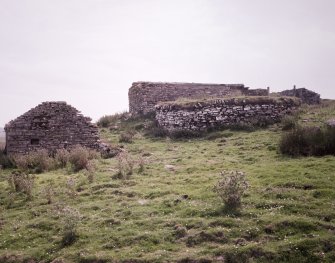 View of farmstead from NNE, showing horse-engine platform adjacent to N side of barn