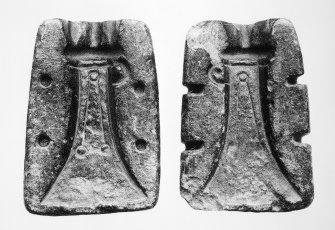 Axe-moulds. Copied in 1995 from Ritchie and Ritchie (1981) 'Scotland: archaeology and early history', p.79, pl.58.