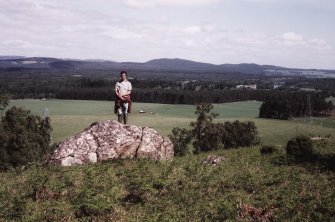 Milton: view of cup-marked boulder.