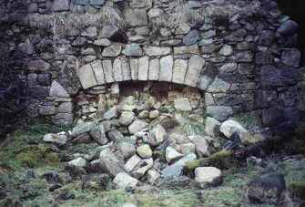 View of fireplace in farmhouse