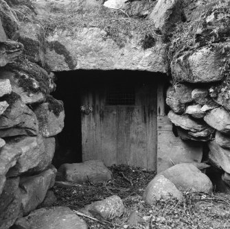 Detail of entrance and modern door.