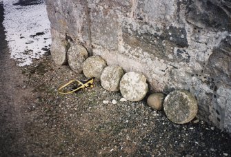 View of unprovenanced stacking stones beside church