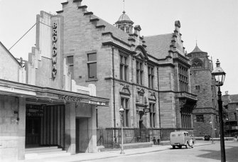 View of Public Library and Broadway Cinema, Arthurstone Terrace, Dundee, from South West.