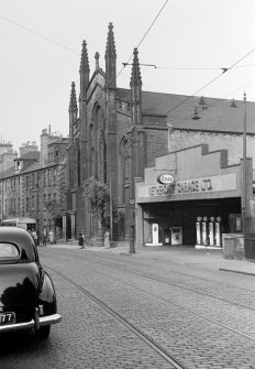 View of front elevation of St Andrew's Roman Catholic Cathedral, Nethergate, Dundee, and the Nethergate Garage Ltd.