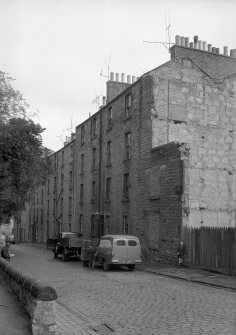 General view of 7, 9 and 11 Brown Street, Edinburgh, showing bricked-up windows.