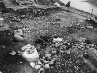 Cullykhan, view of excavation of prehistoric entrance showing gate-sill slot from W (outside).