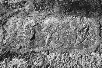 Bourtie Parish Church, Pictish Symbol Stone. View from S, dated 9 October 1995.