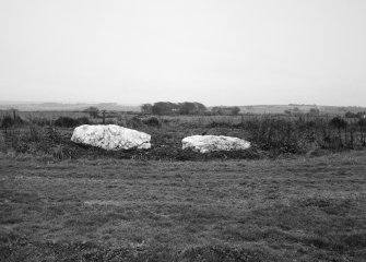 View from the north-west: the recumbent stone to left and the west flanker to Rrght