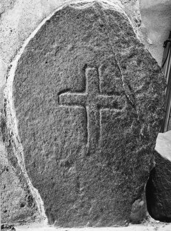 Dyce, Saint Fergus' Church, cross-incised stones. Small incised cross.