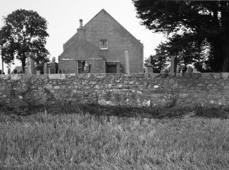 The south end of the church with a large orthostat in the south wall - view from the south
