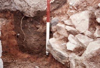 Excavation photograph : detail of 11 and 12, looking west, into section.