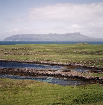 Muck, General (NM48SW). General view looking NE across Aird nan Uan to the hills of Eigg (from c NM 4008 8011).