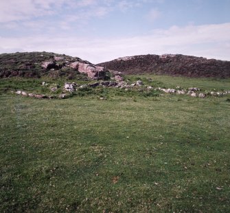 Muck, Blar na Fionn-aird. Farmstead and pen. View from S.