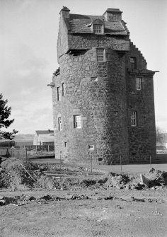 General view of exterior of Claypotts Castle, Dundee, from South.