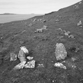 Eigg, Rubh' an Tangaird, Neolithic House. View from E.