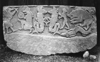 Photograph of sculptured stone.