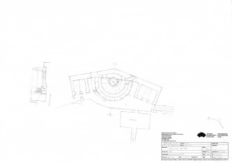 HES survey drawing: Plan and section of Charles Hill Battery gun emplacement  (gun pit, magazine, crew shelter, gun store) 
