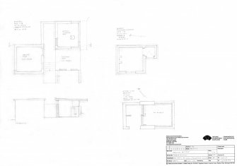 HES survey drawing: Braefoot Battery, plans of PF Cell, Telephone exchange building and plan and section of Battery Command Post