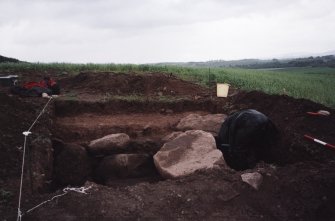 View from W of excavation trench. Mark Hall (Perth Museum) in picture