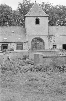 General view of stable block and dovecot, Old Home Farm, Fyvie Castle, from South.
