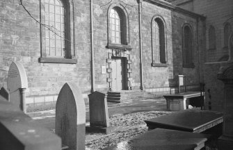 View of graveyard and side entrance, East and West Church, Union Street, Aberdeen.