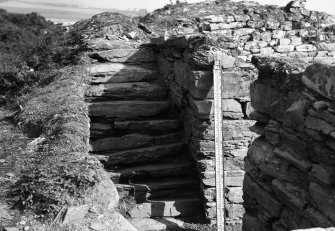 Excavation photograph : north stairs, with staircase entrance on right.